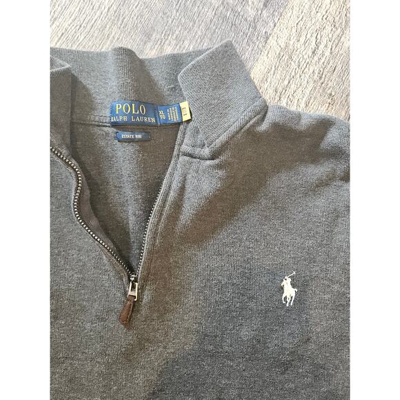 Polo Ralph lauren estate rib charcoal gray quarter zip pullover sweater mens xl - Picture 2 of 8
